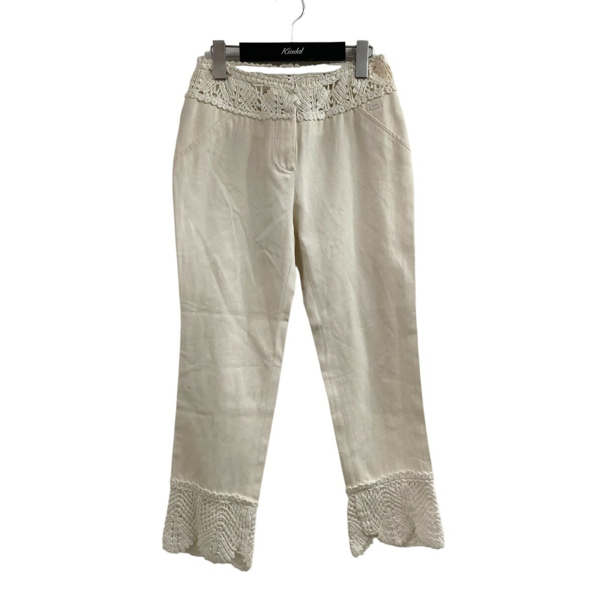 【中古】CHANEL レース切替パンツ ホワイト サイズ:36 【310824】(シャネル)