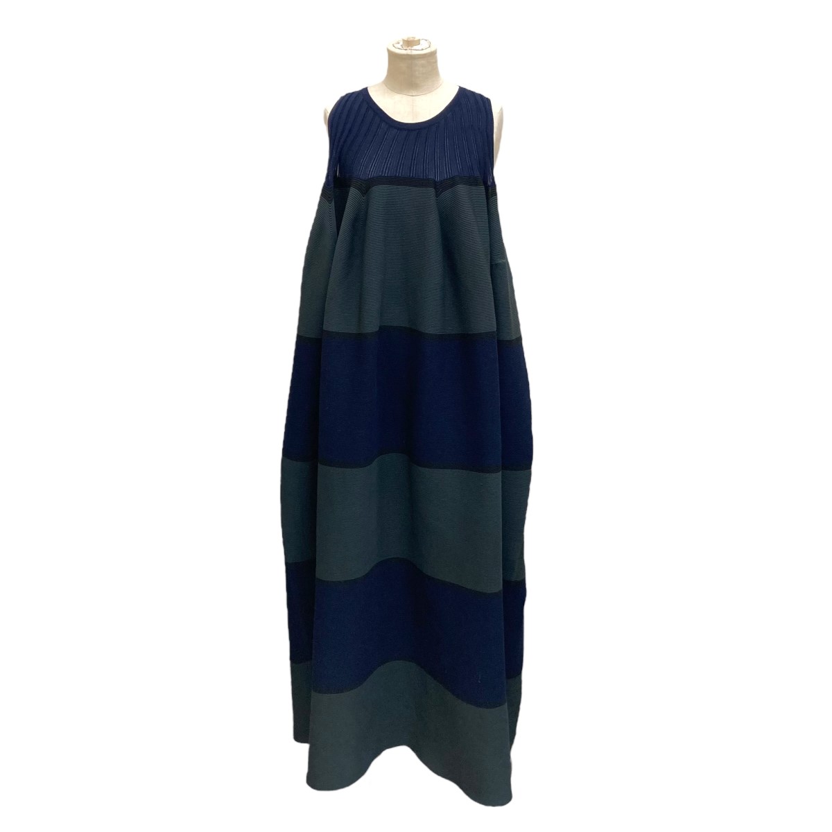 【中古】CFCLPOTTERY SLEEVELESS BUST FLARE DRESS ワンピース CF006KH047 ネイビー×グリーン サイズ：3【価格見直し】のサムネイル