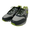 【中古】NIKE×HUFAir Max 1 Anthracite and Medium Grey スニーカー HF3713-002 グレー×黄緑 サイズ:26....