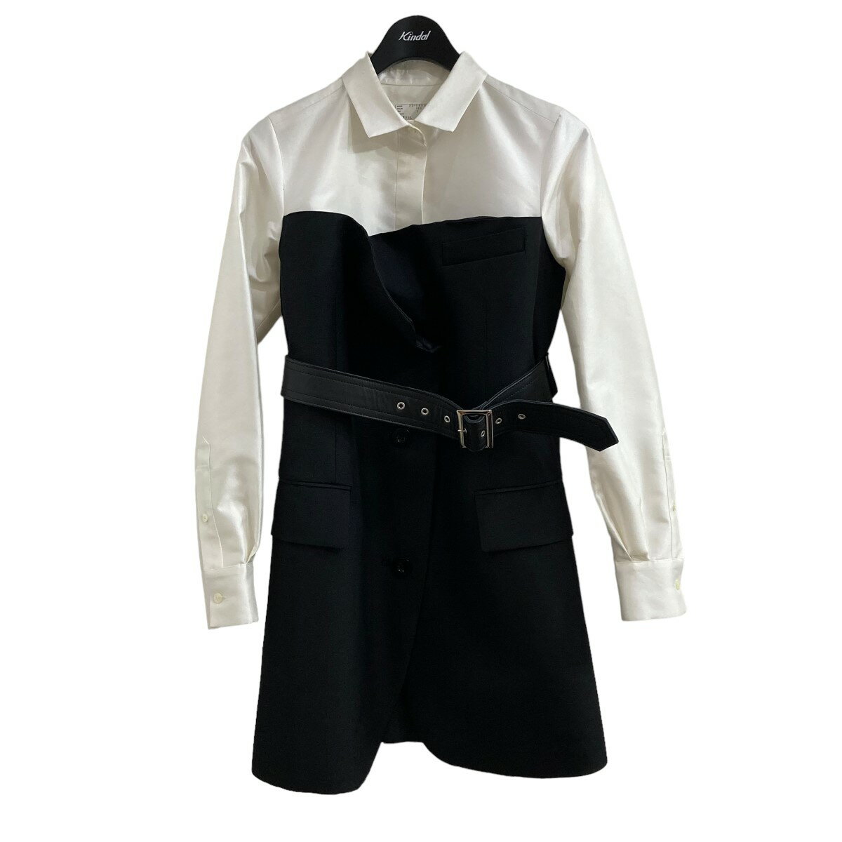 【中古】sacai　22AW ジャケットドッキングブラウス 22-06309 ホワイト×ブラック サイズ：2 【090924】（サカイ）のサムネイル