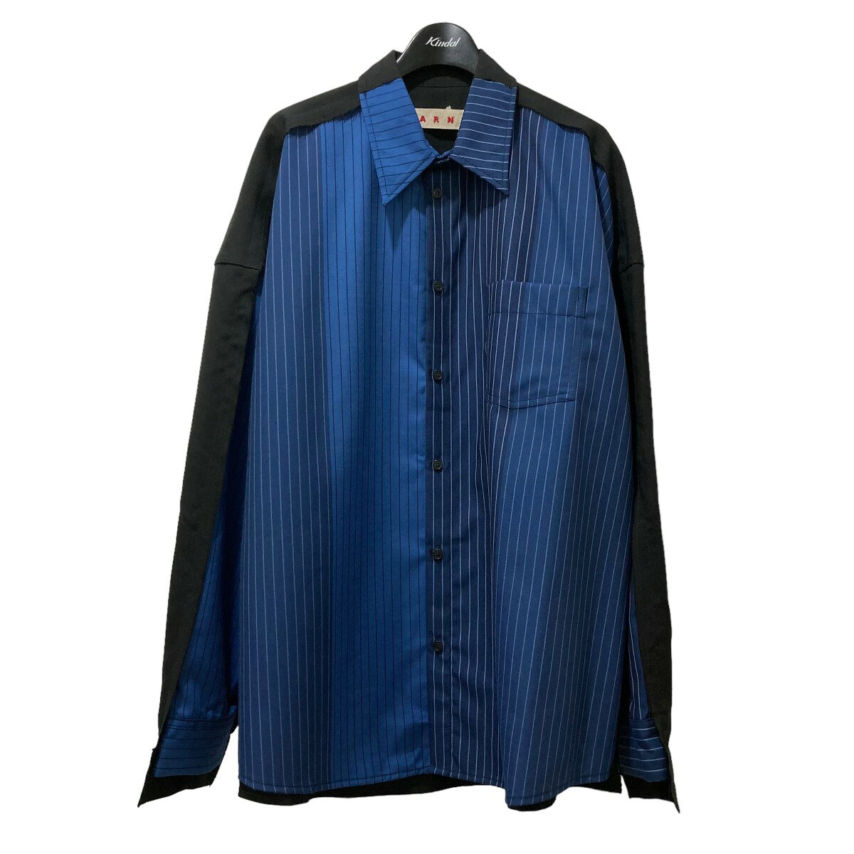 【中古】MARNI　2024SS ストライプ切替シャツ CUMU0278UD UTWA14 ブルー×ブラック サイズ：48 【190924】（マルニ）のサムネイル