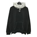 【中古】FUZZ STITCH LOGO HOODIE プルオーバーフーディー パーカー ブラック×グレー サイズ:L 【270924】(ファズ)