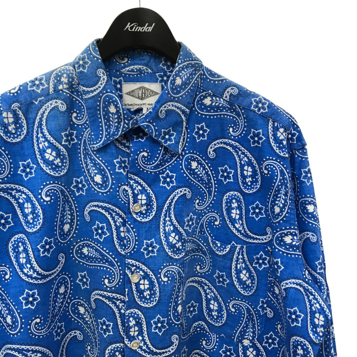 【中古】SHADOW BOXERペイズリーシャツ ブルー サイズ：M【価格見直し】