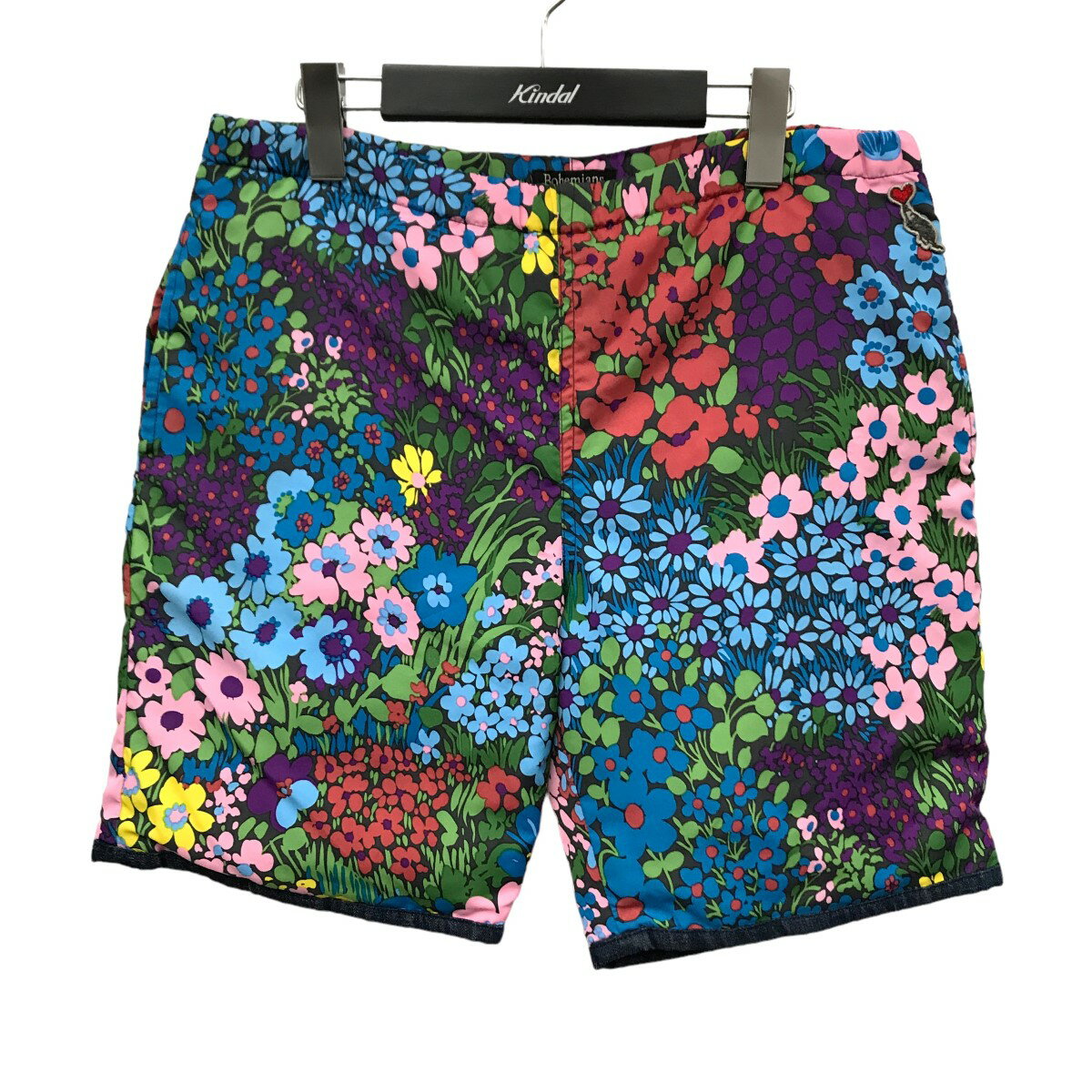 ボヘミアンズ ハーフパンツ デニム ショート パッチワーク 花柄 ボヘミアンズ ハーフパンツ デニム ショート パッチワーク 花柄