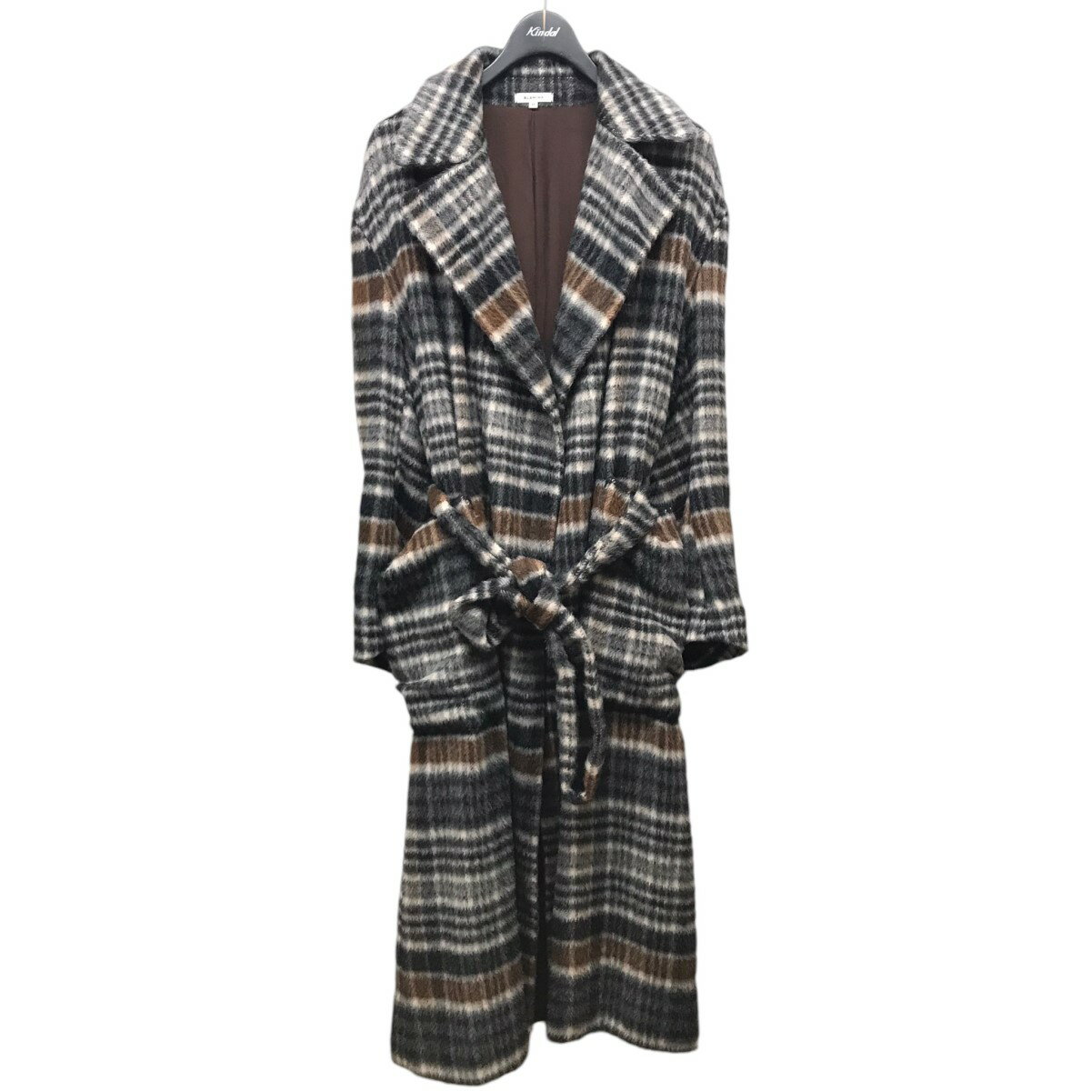 【中古】BLAMINKアルパカ混チェックコート 7925-230-0186 ブラウン×ホワイト×ブラック サイズ：36【価格見直し】のサムネイル