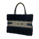 【中古】Christian DiorBook Tote ミディアムボアトートバッグ 50-MA-1203 ネイビー【価格見直し】