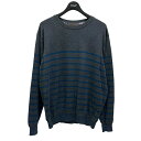 【中古】ETROボーダー クルーネックニット グレー サイズ:XXL【価格見直し】