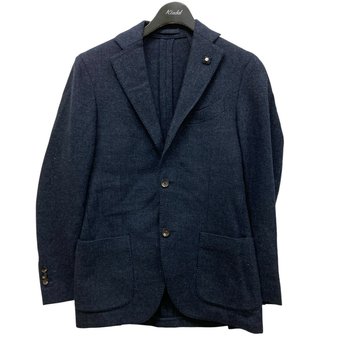 美品 LARDINI みつかる ラルディーニ チェック柄 リネンブレンド 