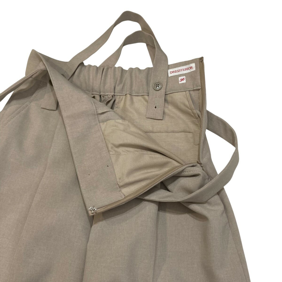 【中古】DRESSTERIOR　サスペンダー付ワイドパンツ 085-66013 ライトベージュ サイズ：36 【031124】（ドレステリア）