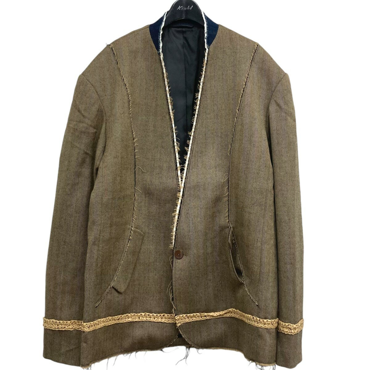 【中古】NAMESAKE23AW Martin Cutaway Blazer ヘリンボーンジャケット ブラウン サイズ：S【価格見直し】のサムネイル