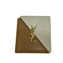 【中古】Saint Laurent Parisジェイミー フォールドウォレット 2つ折り財布 710321 ベージュ【価格見直し】