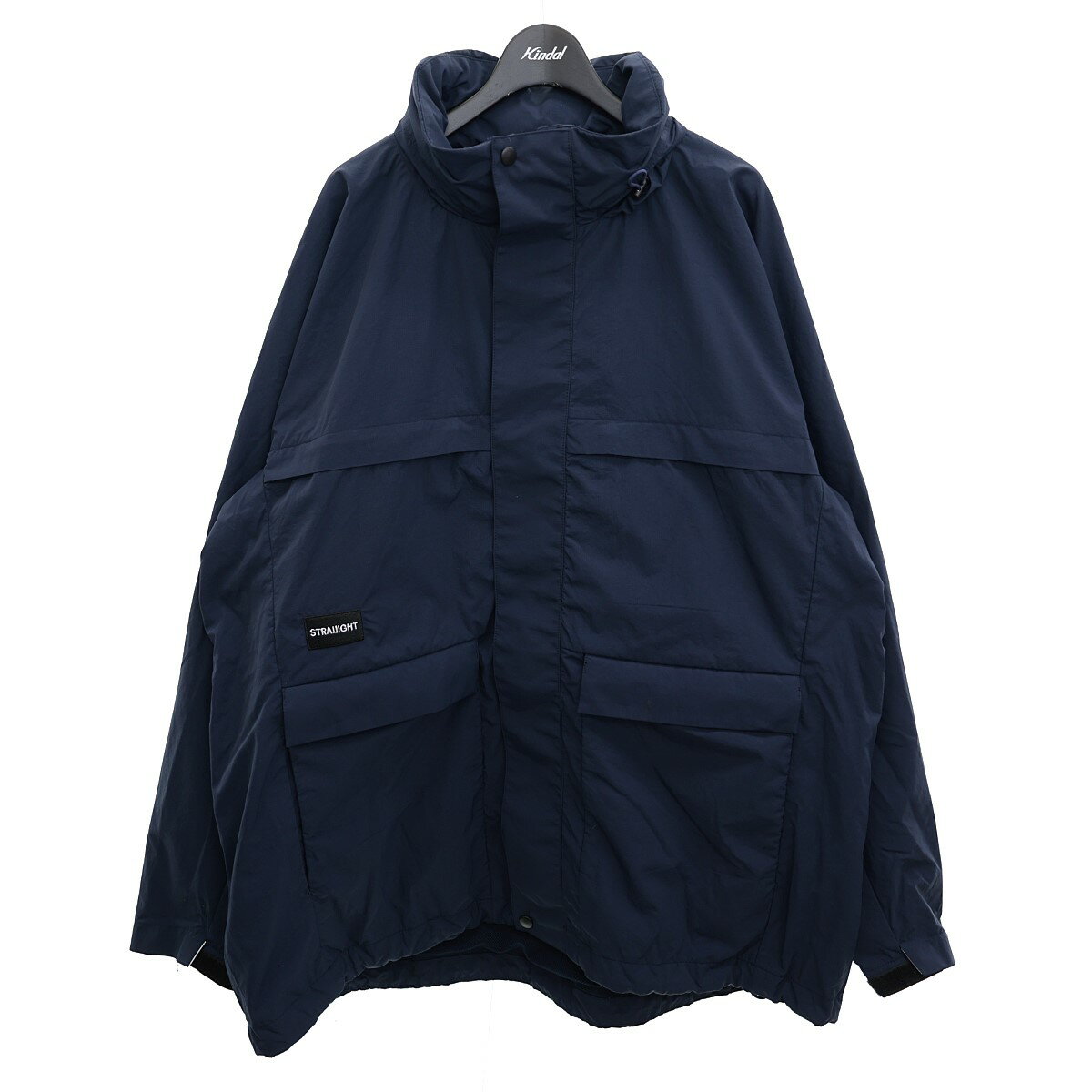 【中古】STRAIIIGHTフード収納式ジップジャケット マウンテンパーカー ネイビー サイズ:XL【価格見直し】