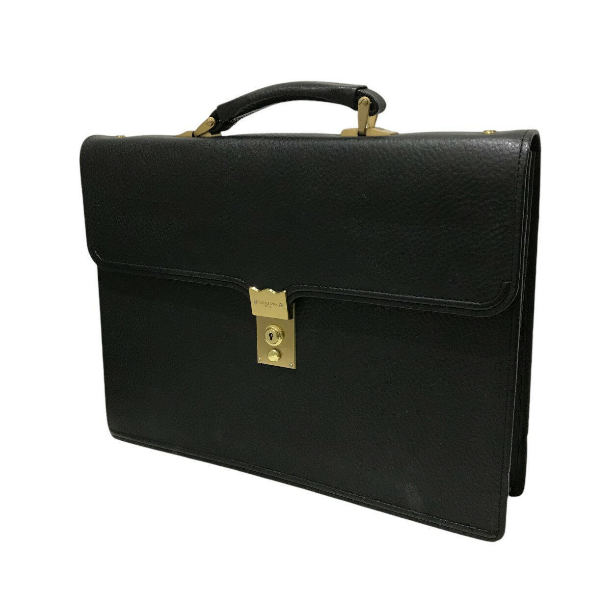 【中古】TANIZAWA GINZA　レザーブリーフケース ブラック 【171124】（ギンザタニザワ）