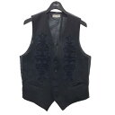 【中古】OFFTHECUFF24SS ウールリネン刺繍ベスト COTTON TAPE EMB 024-01-003 ブラック・ネイビー サイズ:M【価格見直し】