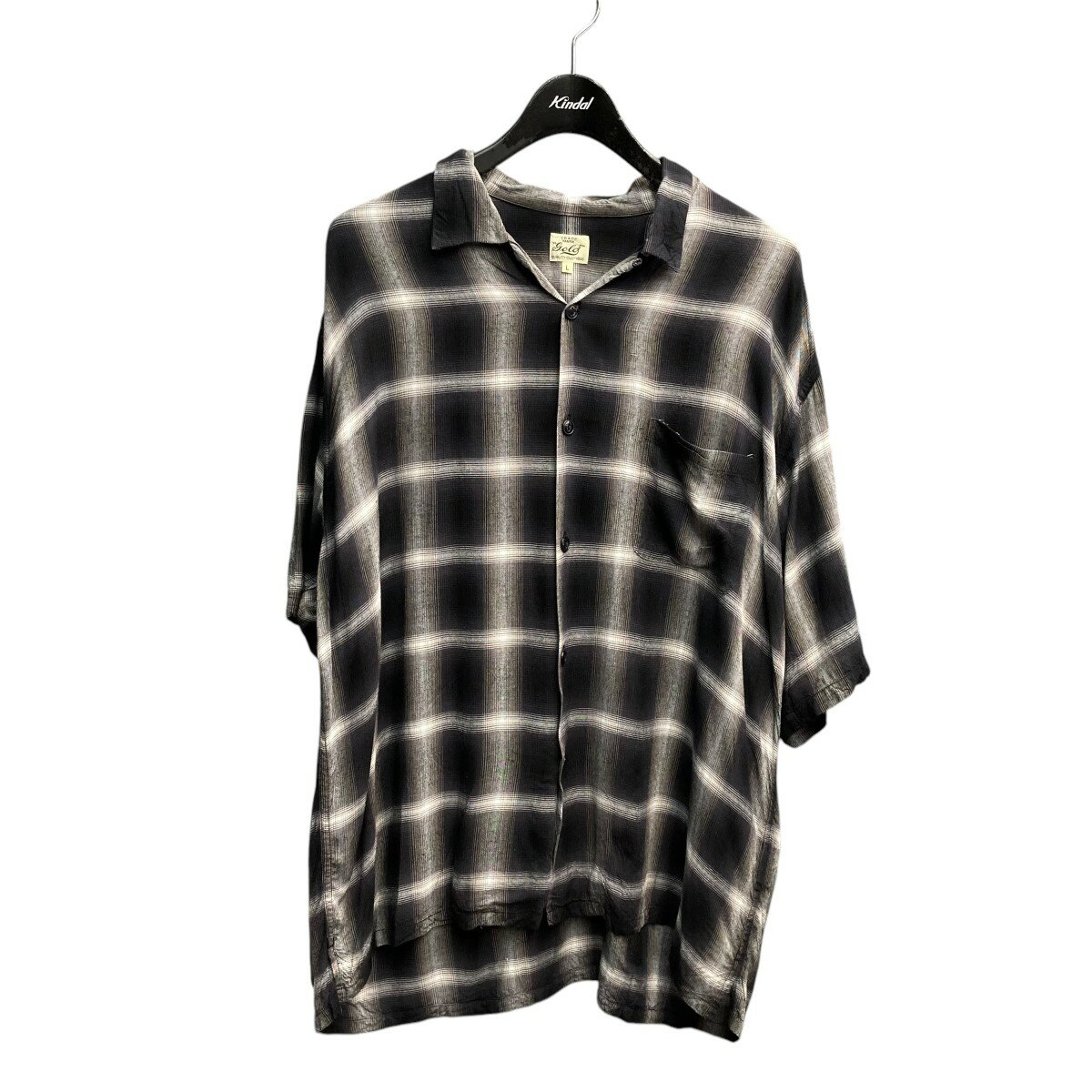 【中古】GOLDRAYON CHECK S S OPEN SHIRT オープンカラーシャツ GL39105 ブラック サイズ:L【価格見直し】