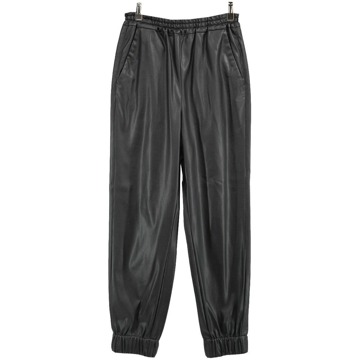 【中古】ENFOLD2023 JOGGER PANTS フェイクレザー ジョガーパンツ ブラック サイズ:38【価格見直し】