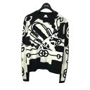 【中古】HERMES カシミヤ クリケティス 総柄ニット 2E2613D2 ホワイト×ブラック サイズ:36 【071224】(エルメス)