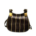 【中古】COCCINELLEヘビ柄 ショルダーバッグ ブラウン【価格見直し】