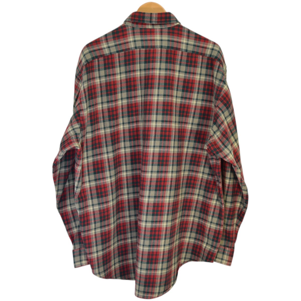 【中古】RRL　ヘビーネルシャツ 三ツ星タグ 90Sヴィンテージ レッド×ベージュ サイズ：L 【091224】（ダブルアールエル）