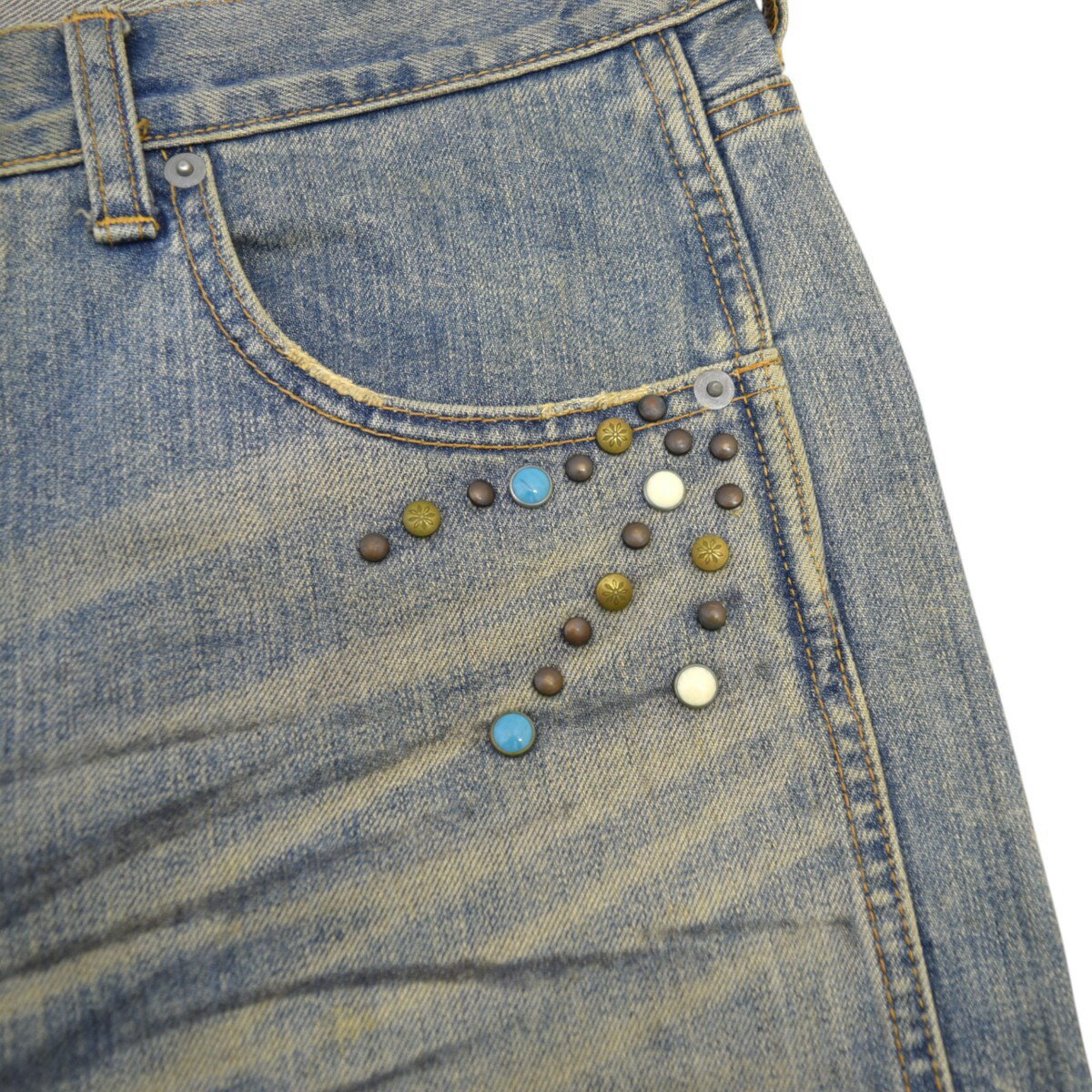 【中古】rehacer　ズタッズデニムパンツ インディゴ サイズ：XL 【091224】（レアセル）