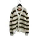 【中古】MARNI 22AW マルチカラーボーダーモヘアカーディガン CDMG005103 ホワイト×イエロー×ブラック サイズ:48 【261224】(マルニ...