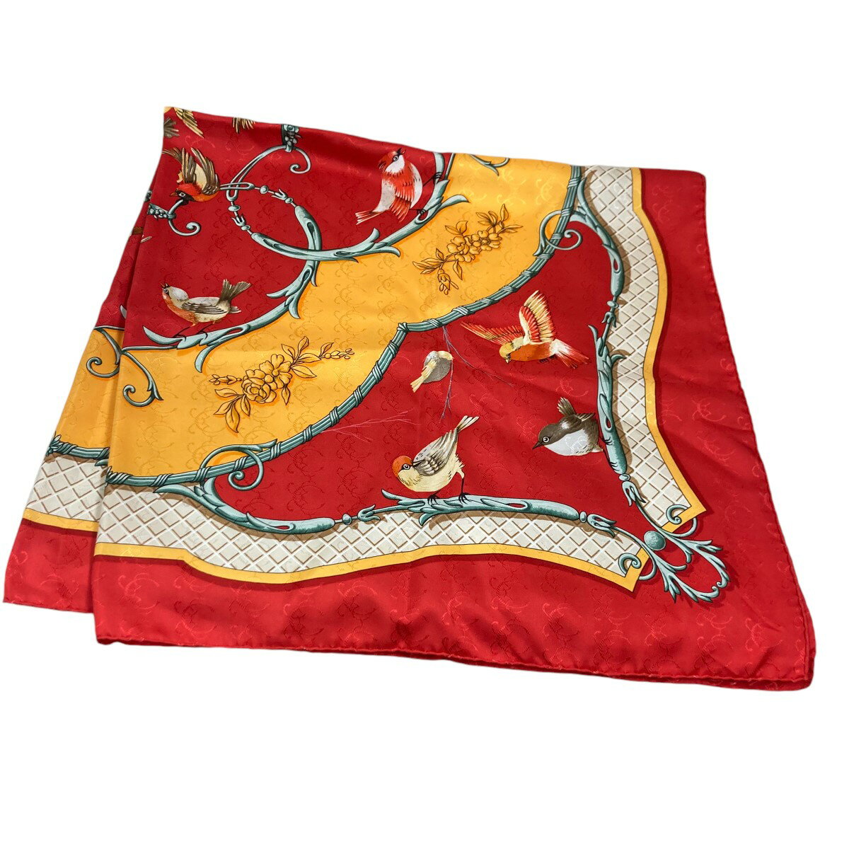 【中古】HERMES カレ90/ 自由の天地への鍵 スズメ レッド 【261224】(エルメス)