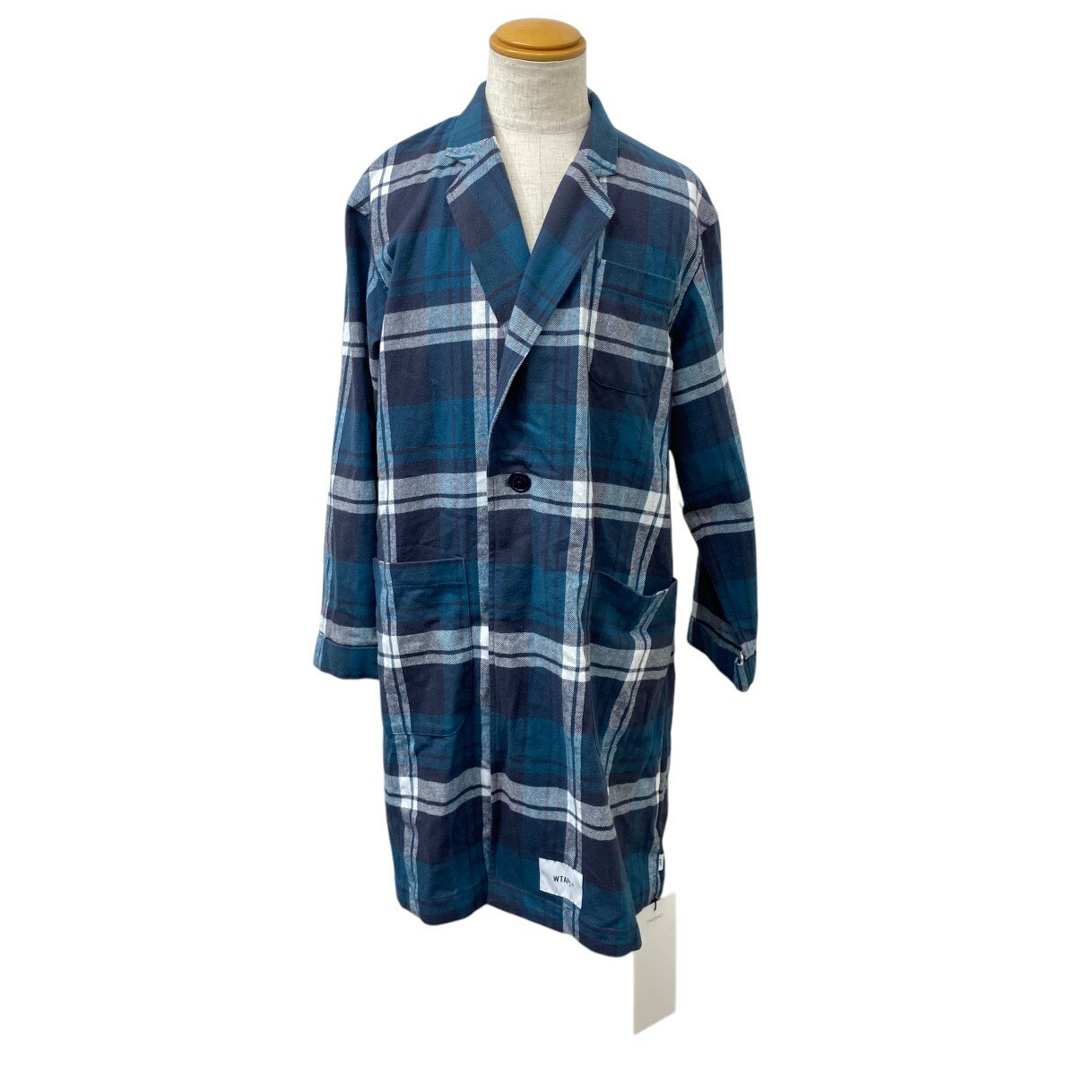 【中古】WTAPS24SS GOWN COAT チェックガウンコート 241TQDT-JKM01 グリーン サイズ:02【価格見直し】