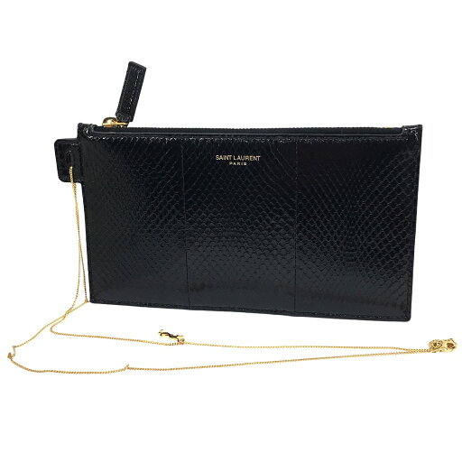 【中古】Saint Laurent Parisロゴ エキゾチックレザー チェーン ポーチ ブラック【価格見直し】 【中古】Saint Laurent Parisロゴ エキゾチックレザー チェーン ポーチ ブラック【価格見直し】