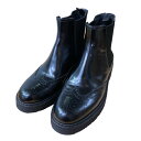 【中古】PRADA ウィングチップサイドゴアブーツ 3T5741 ブラック サイズ:37 【281224】(プラダ)