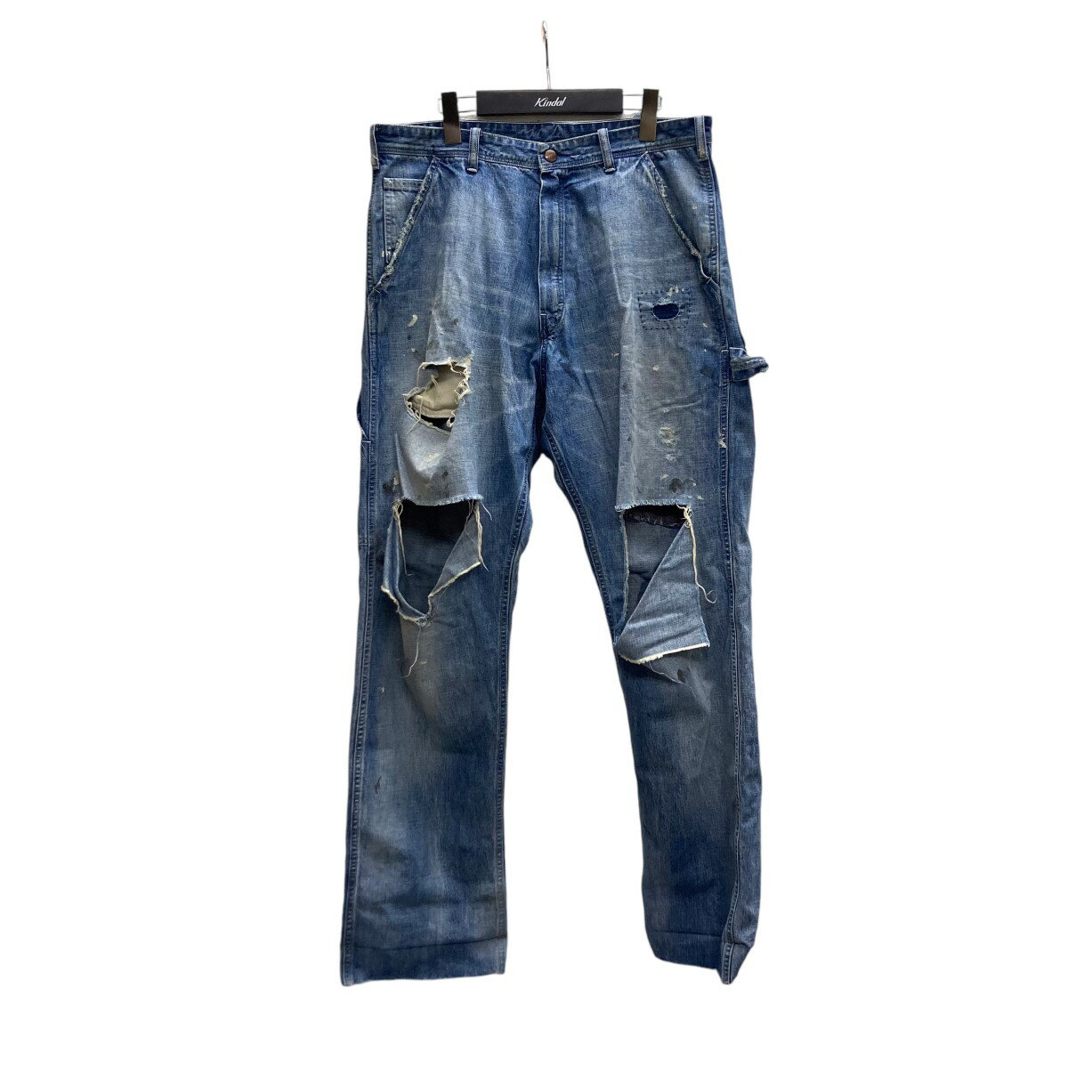 【中古】SAINT MICHAEL24AW DENIM DOUBLE KNEE ダブルニーダメージ加工デニムパンツ SM-YS1-0000-066 ブルー サイズ:M【価格見直し】