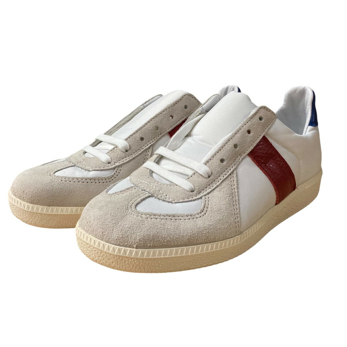 【中古】REPRODUCTION OF FOUND　ジャーマントレーナー スニーカー ホワイト×レッ