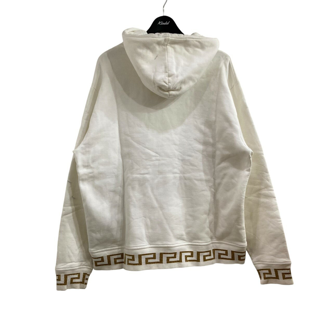 【中古】KITH×VERSACE　ボックスロゴパーカー A82640 ホワイト×ゴールド サイズ：XL 【010125】（キス×ヴェルサーチ）