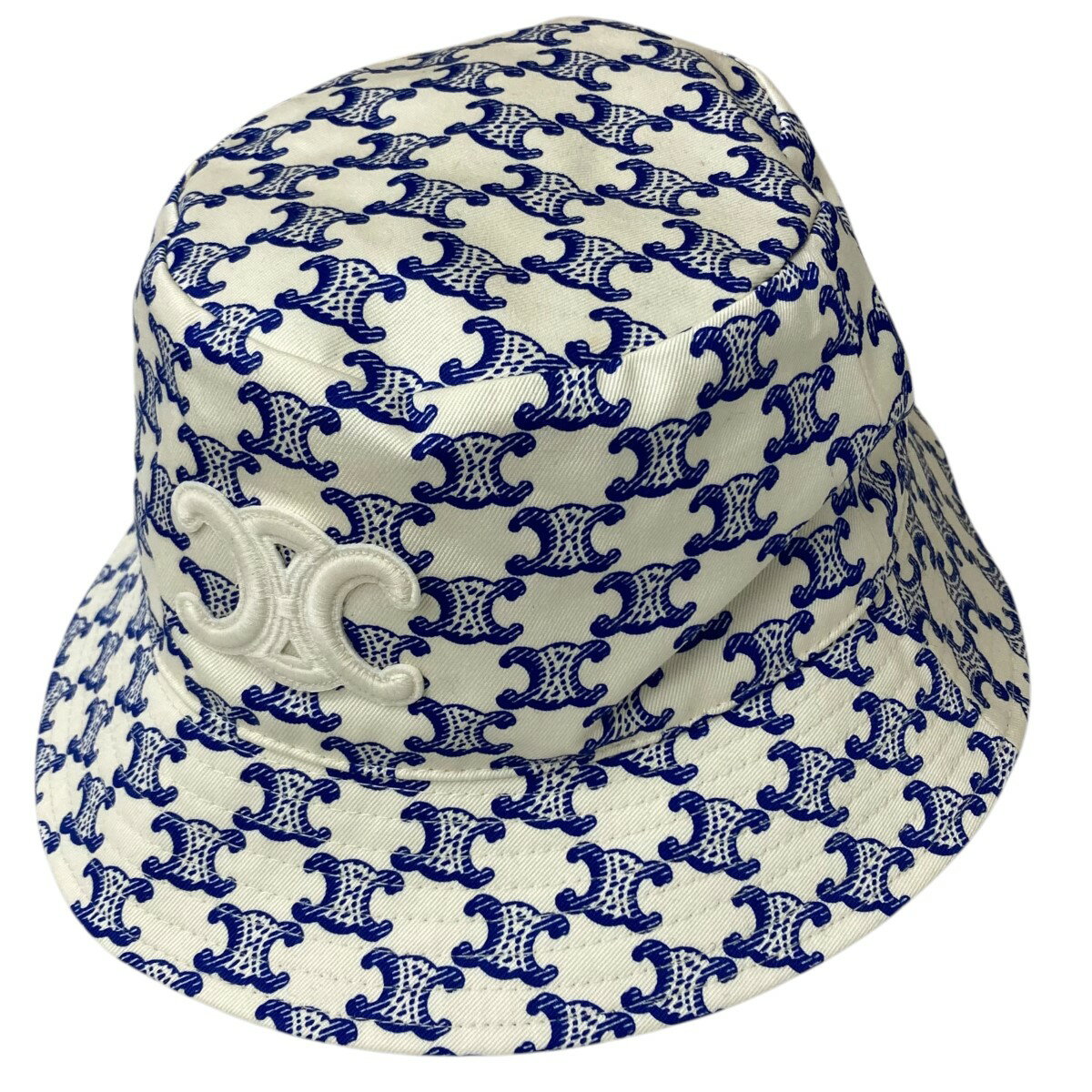 【中古】CELINEバケットハット ブルー×ホワイト【価格見直し】