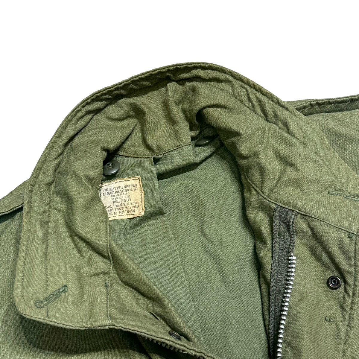 【中古】US ARMY60S M65フィールドジャケット 8405-782-2936 オリーブ サイズ：S-R【価格見直し】