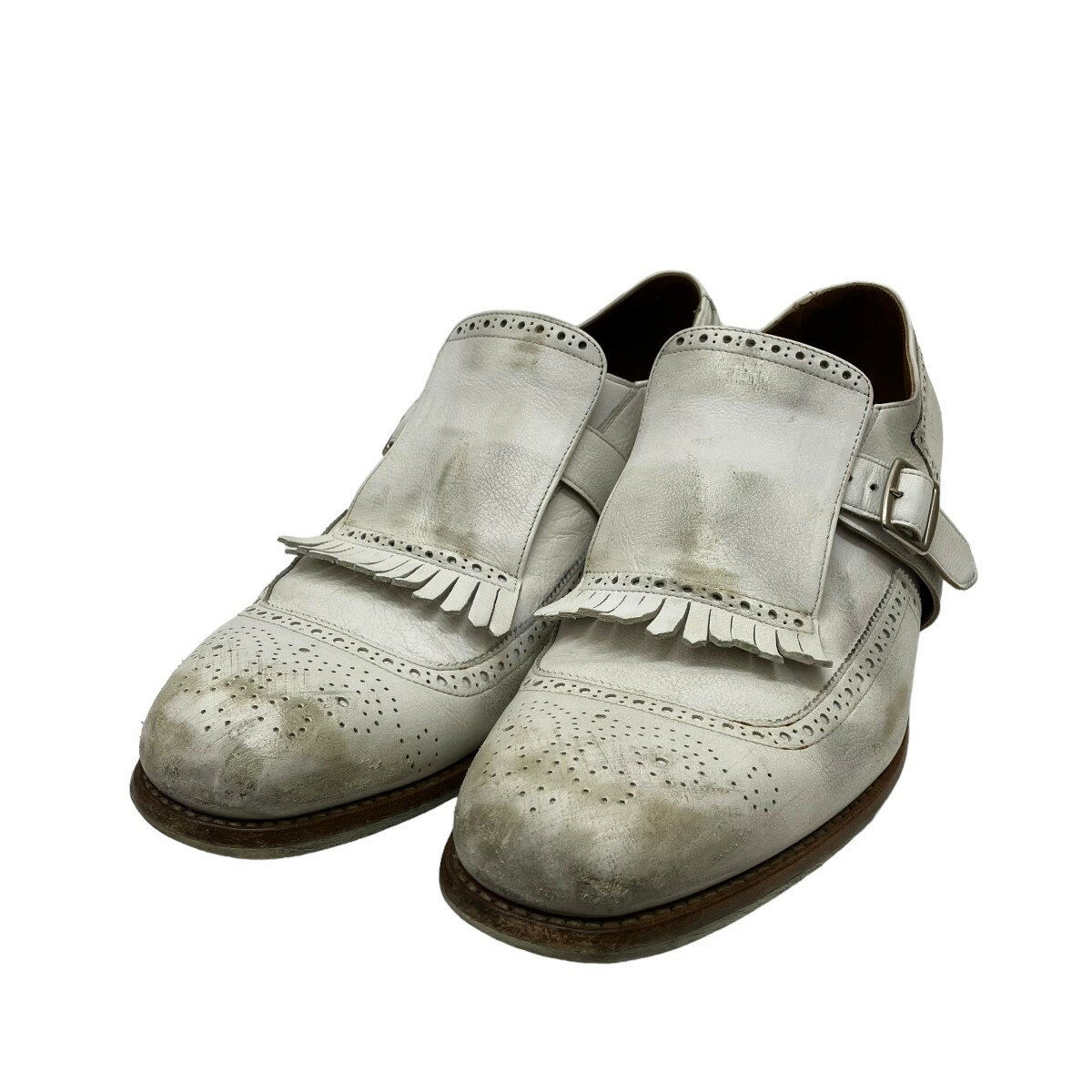 【中古】Church’sシャンガイ ヴィンテージ加工シューズ ホワイト サイズ:7【価格見直し】