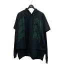【中古】RAF SIMONS 22SS Hoodie doubled with printed T-shirt パーカー 221-175A ブラック×グリーン ...