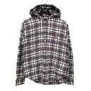 【中古】stussy フードチェックシャツ ホワイト×レッド サイズ:M 【140125】(ステューシー)
