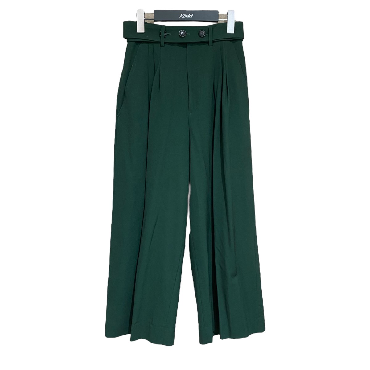【中古】beautiful people タックワイドパンツ 1025105005 グリーン サイズ:34 【140125】(ビューティフルピープル)