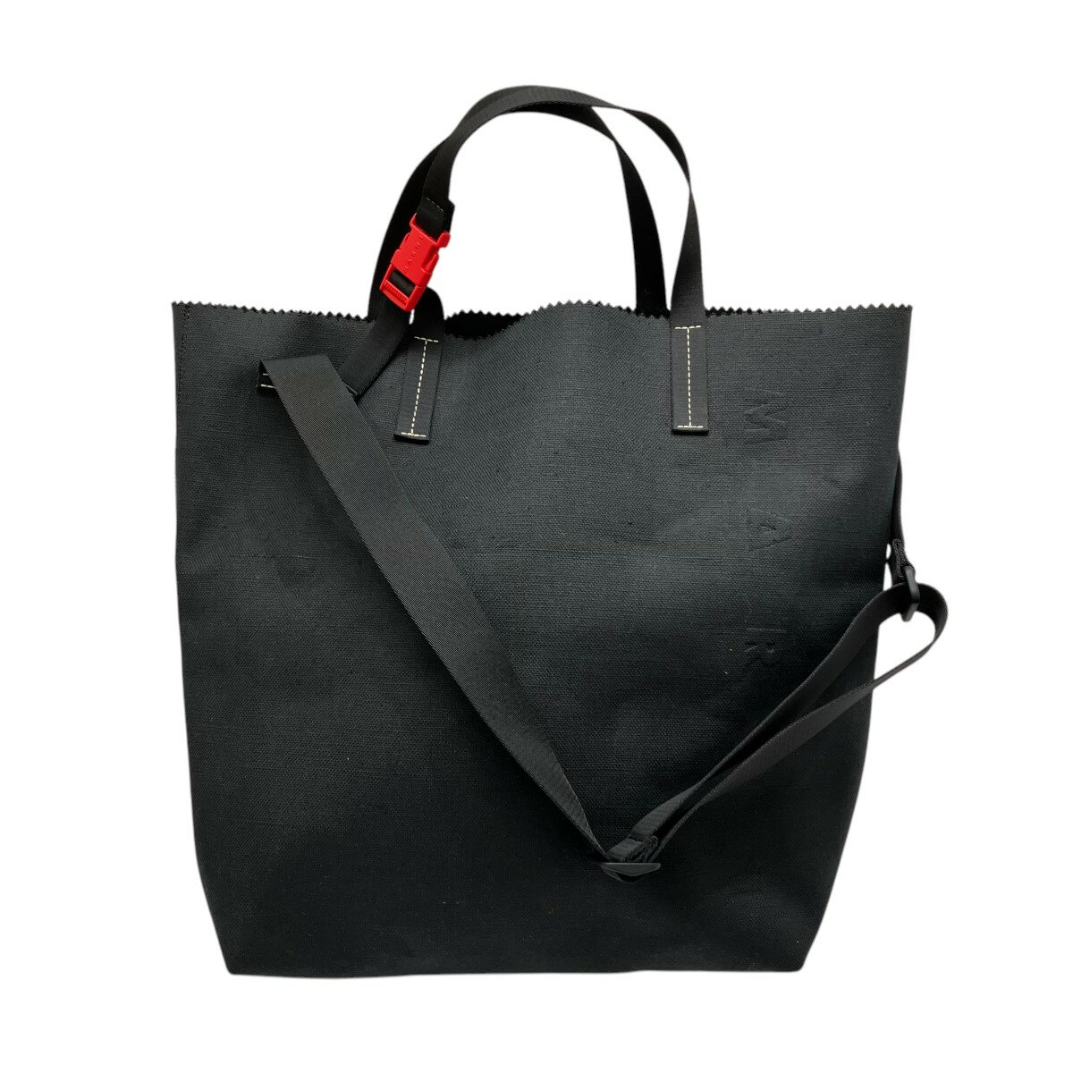 【中古】MARNI コットンリネンキャンバス ロゴ トート SHMQ0084A0 ブラック 【230125】(マルニ)