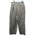 【中古】beautiful people cotton linen stripe one tuck taperedpants コットンリネンストライプワンタック...