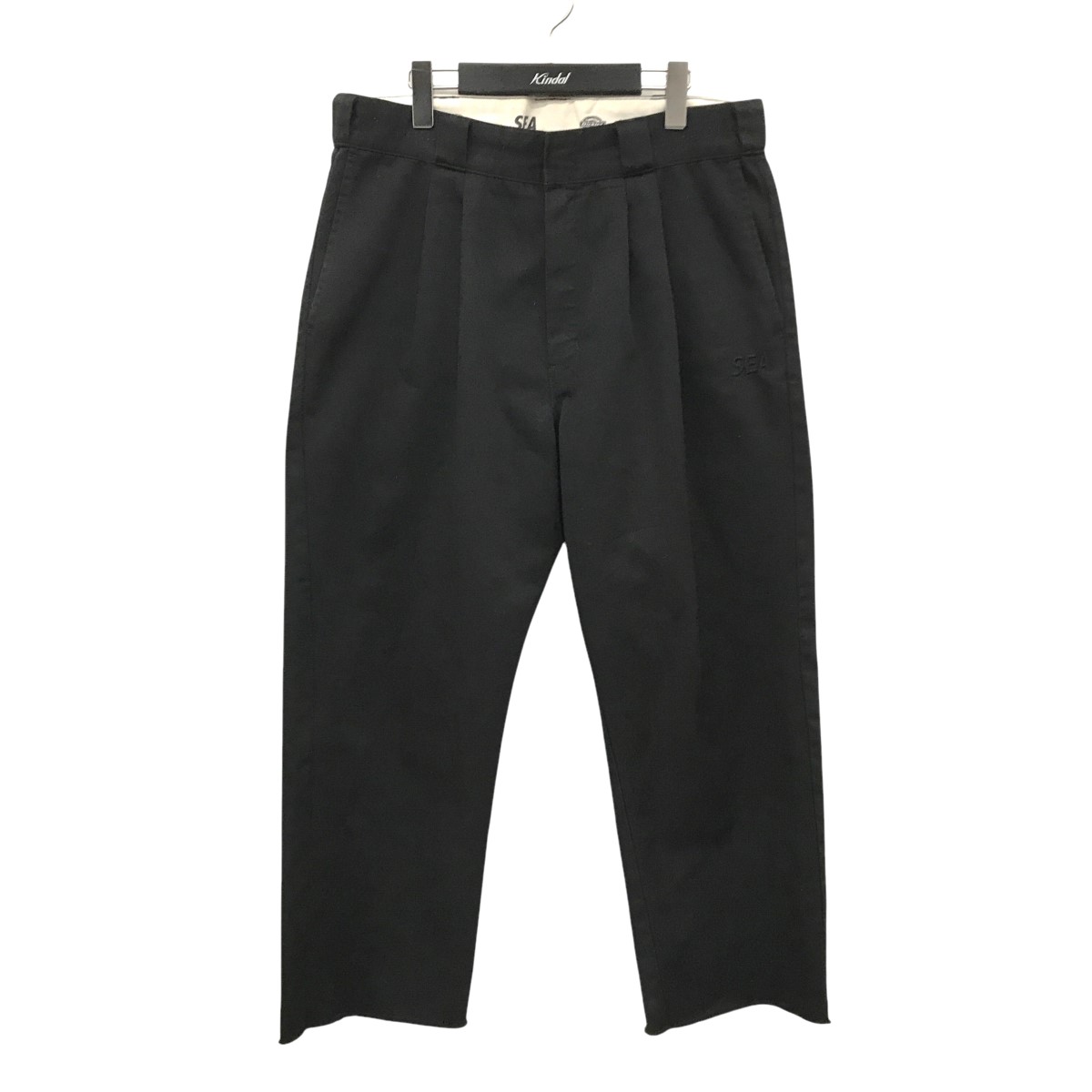 【中古】Dickies×WIND AND SEA 2TUCK TROUSERS カットオフワークパンツ WDS-20S2-PT-03 ブラック サイズ:L 【030225】(ディッキーズ×ウィンダンシー)