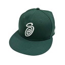 【中古】stussy×New Eracurly a logo キャップ 1311008 グリーン サイズ:7 1/4【価格見直し】