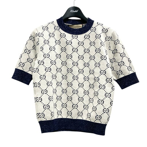 【中古】GUCCI GGラメジャカードトップ 半袖ニット 692717 XKB54 グレー×ネイビー サイズ:XXS 【080225】(グッチ) 【中古】GUCCI GGラメジャカードトップ 半袖ニット 692717 XKB54 グレー×ネイビー サイズ:XXS 【080225】(グッチ)