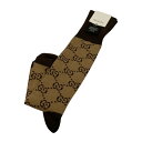 【中古】GUCCI GG PATTERN SOCKS コットンブレンド ソックス ブラウン サイズ:M 【130225】(グッチ)