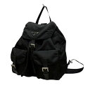 【中古】PRADA ポーチ付 ミディアム ナイロンバックパック 1BZ811 ブラック 【150225】(プラダ)