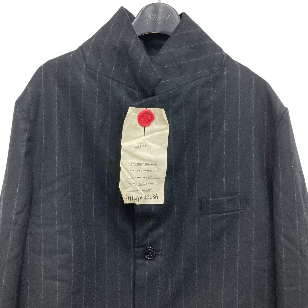 【中古】SHINYA KOZUKA24AW ANTIQUE JACKET CHALK STRIPE ストライプジャケット ブラック サイズ：XL【価格見直し】