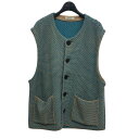 【中古】MATSUFUJI23SS RAVEN PATTERN KNIT VEST ニットベスト ブルー サイズ:3【価格見直し】(4)