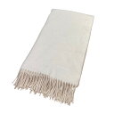 【中古】HERMES カシミアフリンジストール アイボリー 【160225】(エルメス)