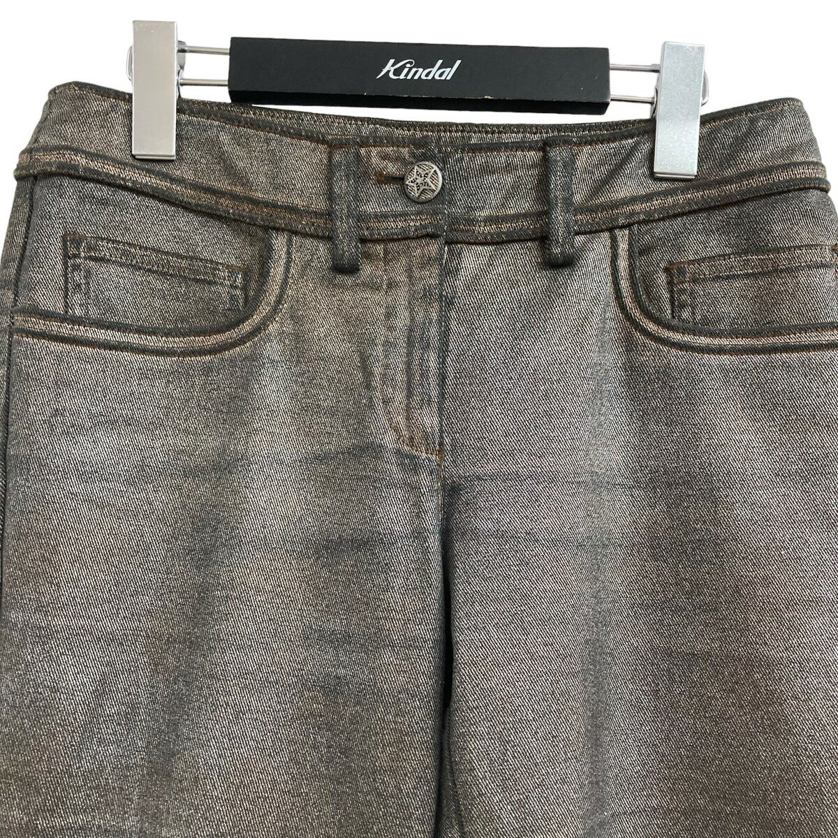 【中古】CHANELコーテイングスキニーデニムパンツ P31321V21594 ブラック×グレー サイズ：36【価格見直し】