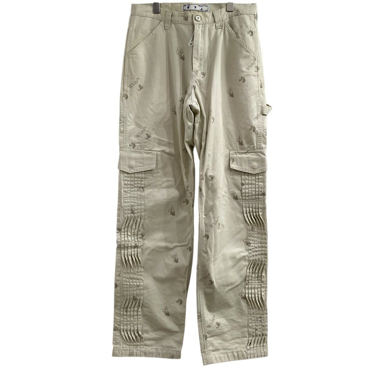 【中古】OFFWHITE　ピンタック総柄パンツ OMCA156F20FAB001 アイボリー サイズ